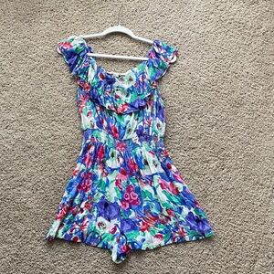 Forever 21 Multicolor Floral Romper Size Medium